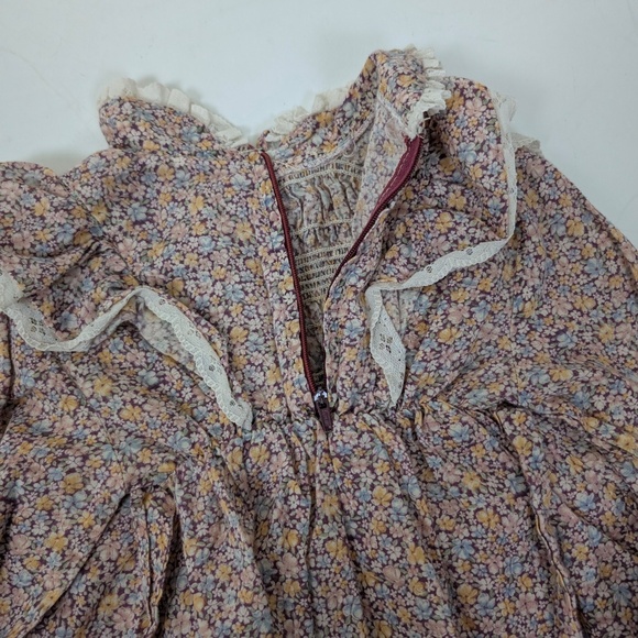 3T 70's Boho Blouse Lace Trim Ruffles Long Sleeve Balloon - Picture 4 of 8